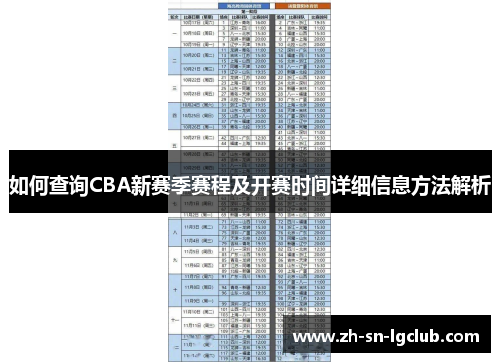如何查询CBA新赛季赛程及开赛时间详细信息方法解析