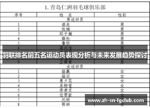 羽联排名前五名运动员表现分析与未来发展趋势探讨